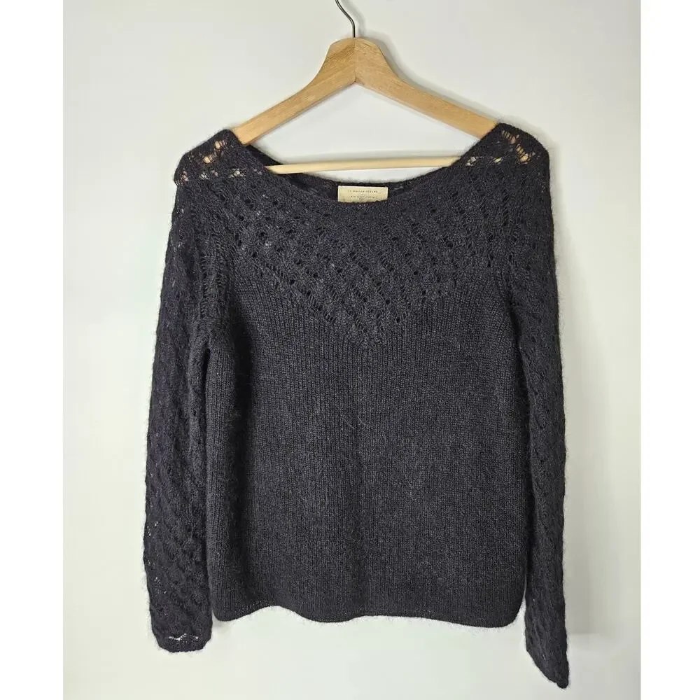 Sezane Dark Gray Crew Neck Sweater - Picture 1 of 6